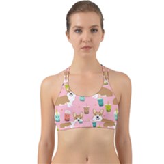 Corgi Bubble Boba Tea Pink Pattern Back Web Sports Bra by Salmanaz77