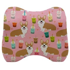 Corgi Bubble Boba Tea Pink Pattern Velour Head Support Cushion by Salmanaz77