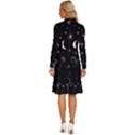 Cosmic Black Space Star Long Sleeve Shirt Collar A-Line Dress View4