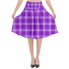 Purple Plaid Tartan 3 Flared Midi Skirt by dressshop