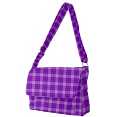 Purple Plaid Tartan 3 Full Print Messenger Bag (s) by dressshop