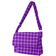Purple Plaid Tartan 3 Full Print Messenger Bag (l) by dressshop