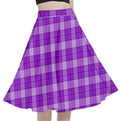 Purple Plaid Tartan 3 A-line Full Circle Midi Skirt With Pocket by dressshop