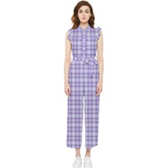 Purple Plaid Tartan 2 Women s Frill Top Chiffon Jumpsuit by dressshop