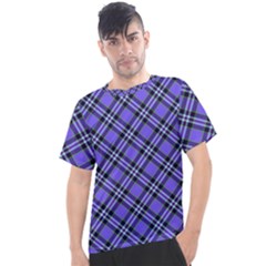 Blue Tartan Plaid 1 Diagonal Men s Sport Top by dressshop