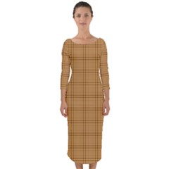 Autumn Fall Plaid Tartan 1 Quarter Sleeve Midi Bodycon Dress by dressshop