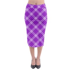 Purple Plaid Tartan 3 Diagonal (2) Midi Pencil Skirt by dressshop