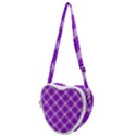 Purple Plaid Tartan 3 Diagonal (2) Heart Shoulder Bag View1