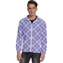 Purple Plaid Tartan 2 Diagonal Men s High Neck Windbreaker View1