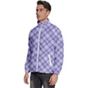 Purple Plaid Tartan 2 Diagonal Men s High Neck Windbreaker View2