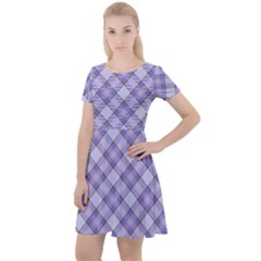 Purple Plaid Tartan 2 Diagonal Cap Sleeve Velour Dress  by dressshop