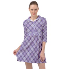 Purple Plaid Tartan 2 Diagonal Mini Skater Shirt Dress by dressshop