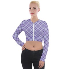 Purple Plaid Tartan 2 Diagonal Long Sleeve Cropped Velvet Jacket by dressshop