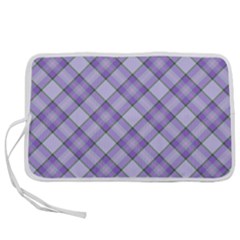 Purple Plaid Tartan 2 Diagonal Pen Storage Case (m) by dressshop