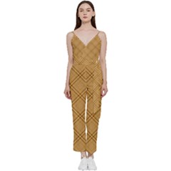 Autumn Fall Plaid Tartan 1 Diagonal V-neck Camisole Jumpsuit by dressshop