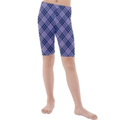 Purple Plaid Tartan 1 Diagonal Kids  Mid Length Swim Shorts by dressshop