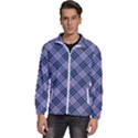 Purple Plaid Tartan 1 Diagonal Men s High Neck Windbreaker View1