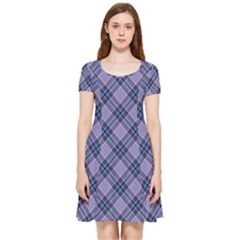 Purple Plaid Tartan 1 Diagonal Inside Out Cap Sleeve Dress by dressshop