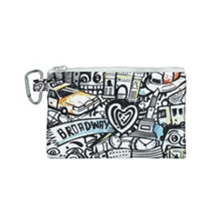 Doodle New York City Nyc Canvas Cosmetic Bag (small) by Salmanaz77