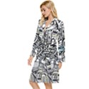 Doodle New York City Nyc Long Sleeve Velvet Robe View2