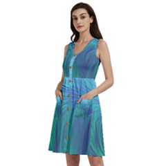 Psicodelia Zyguratti Texture Cyanturquoise Sleeveless Dress With Pocket by Salmanaz77