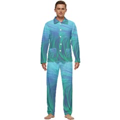 Psicodelia Zyguratti Texture Cyanturquoise Men s Long Sleeve Velvet Pocket Pajamas Set by Salmanaz77