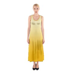 Cream Yellow To Amber Orange Linear Gradient Sleeveless Maxi Dress by GradientsOmbre