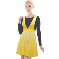 Cream Yellow To Amber Orange Linear Gradient Plunge Pinafore Velour Dress by GradientsOmbre