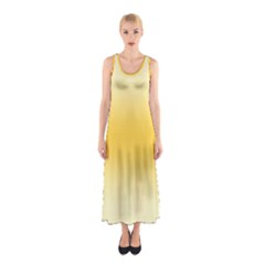 Cream Yellow To Amber Orange Bilinear Gradient Sleeveless Maxi Dress by GradientsOmbre