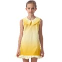 Amber Orange To Cream Yellow Bilinear Gradient Kids  Pilgrim Collar Ruffle Hem Dress View1
