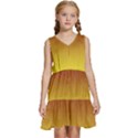 Burgundy Red To Electric Yellow Linear Gradient Kids  Sleeveless Tiered Mini Dress View1