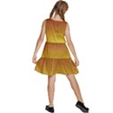 Burgundy Red To Electric Yellow Linear Gradient Kids  Sleeveless Tiered Mini Dress View4