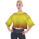 Burgundy Red To Electric Yellow Bilinear Gradient Mock Neck T-Shirt View1