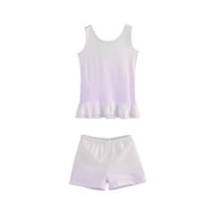 Cream Yellow To Pink Lace Linear Gradient Kids  Boyleg Swimsuit by GradientsOmbre