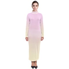 Pink Lace To Cream Yellow Linear Gradient Turtleneck Maxi Dress by GradientsOmbre