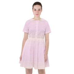 Cream Yellow To Pink Lace Bilinear Gradient Sailor Dress by GradientsOmbre