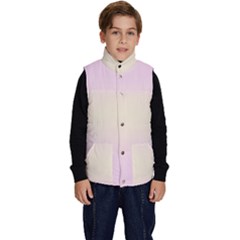 Pink Lace To Cream Yellow Bilinear Gradient Kid s Button Up Puffer Vest by GradientsOmbre