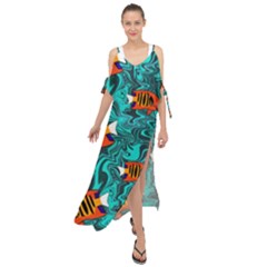 Flame Swirls Maxi Chiffon Cover Up Dress by SeaworthyClothing
