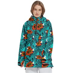 Flame Swirls Women s Pullover Zip Ski And Snowboard Waterproof Breathable Jacket by SeaworthyClothing