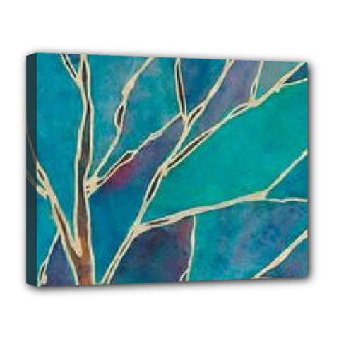 Aqua Batik, Abstract, Colorful Canvas 14  X 11  (stretched) by kyorashop23