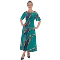 Aqua Batik, Abstract, Colorful Shoulder Straps Boho Maxi Dress  by kyorashop23
