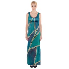 Aqua Batik, Abstract, Colorful Thigh Split Maxi Dress by kyorashop23