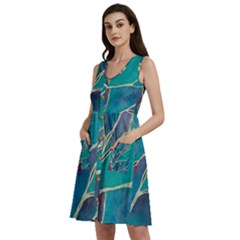 Aqua Batik, Abstract, Colorful Sleeveless Dress With Pocket by kyorashop23
