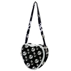 Jack Print, White, Before, Plain, Black, Simple, Christmas Heart Shoulder Bag by kyorashop23