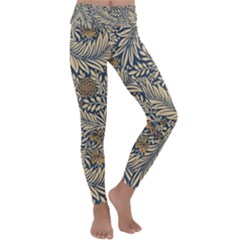 Brown Vintage Background Vintage Floral Pattern, Brown Kids  Lightweight Velour Classic Yoga Leggings by kyorashop23
