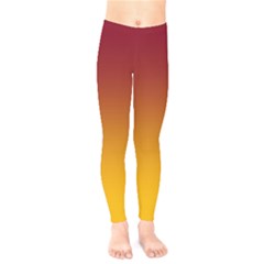 Burgundy Red To Amber Orange Linear Gradient Kids  Classic Winter Leggings by GradientsOmbre