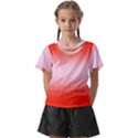 Scarlet Red To Pink Lace Bilinear Gradient Kids  Front Cut T-Shirt View1