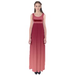 Burgundy Red To Coral Pink Linear Gradient Empire Waist Maxi Dress by GradientsOmbre