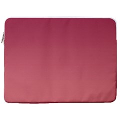 Burgundy Red To Coral Pink Linear Gradient 17  Vertical Laptop Sleeve Case With Pocket by GradientsOmbre