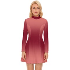 Coral Pink To Burgundy Red Bilinear Gradient Long Sleeve Velour Longline Dress by GradientsOmbre